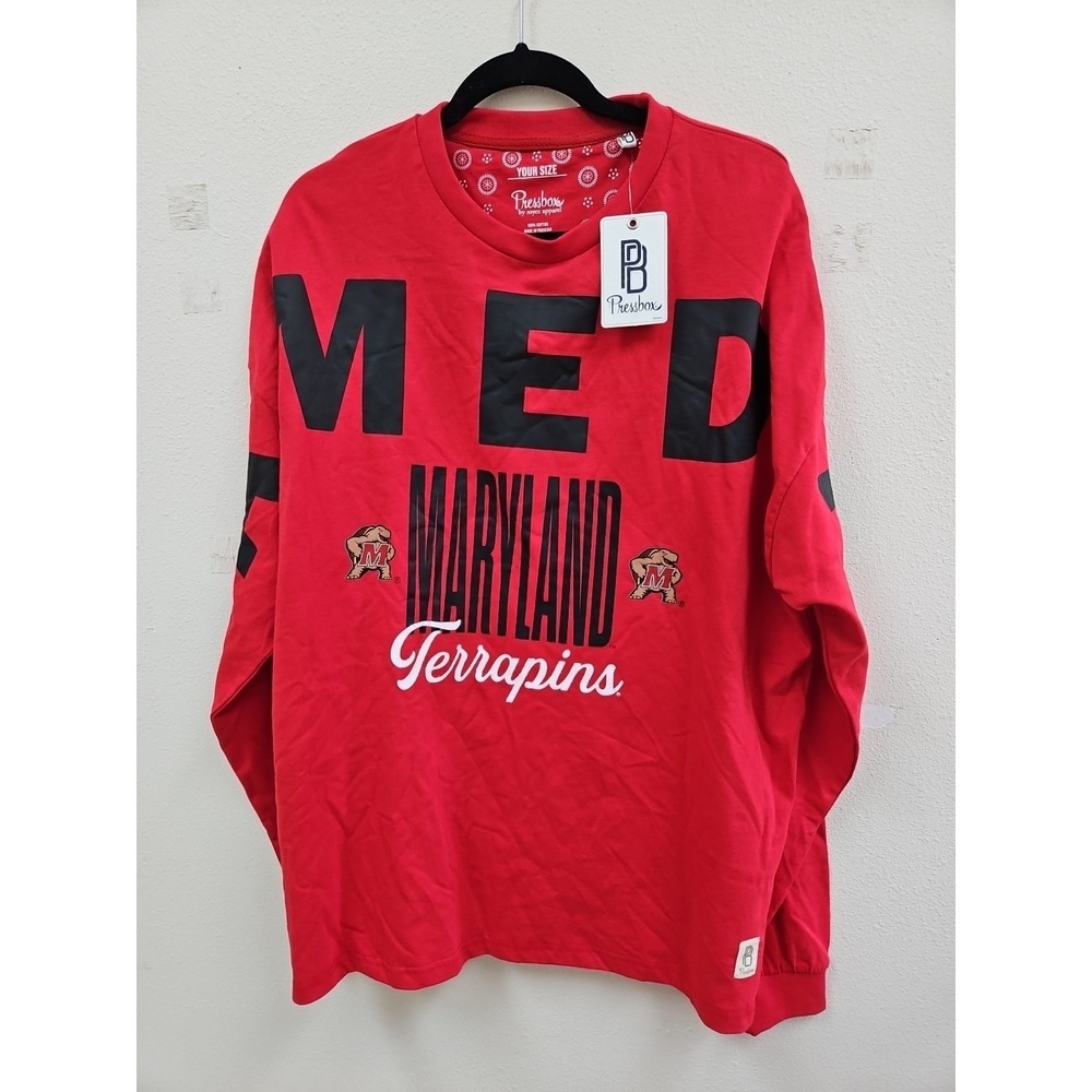 University of Maryland Terrapins Shirt Mens XXL Red Long Sleeve New With Tags